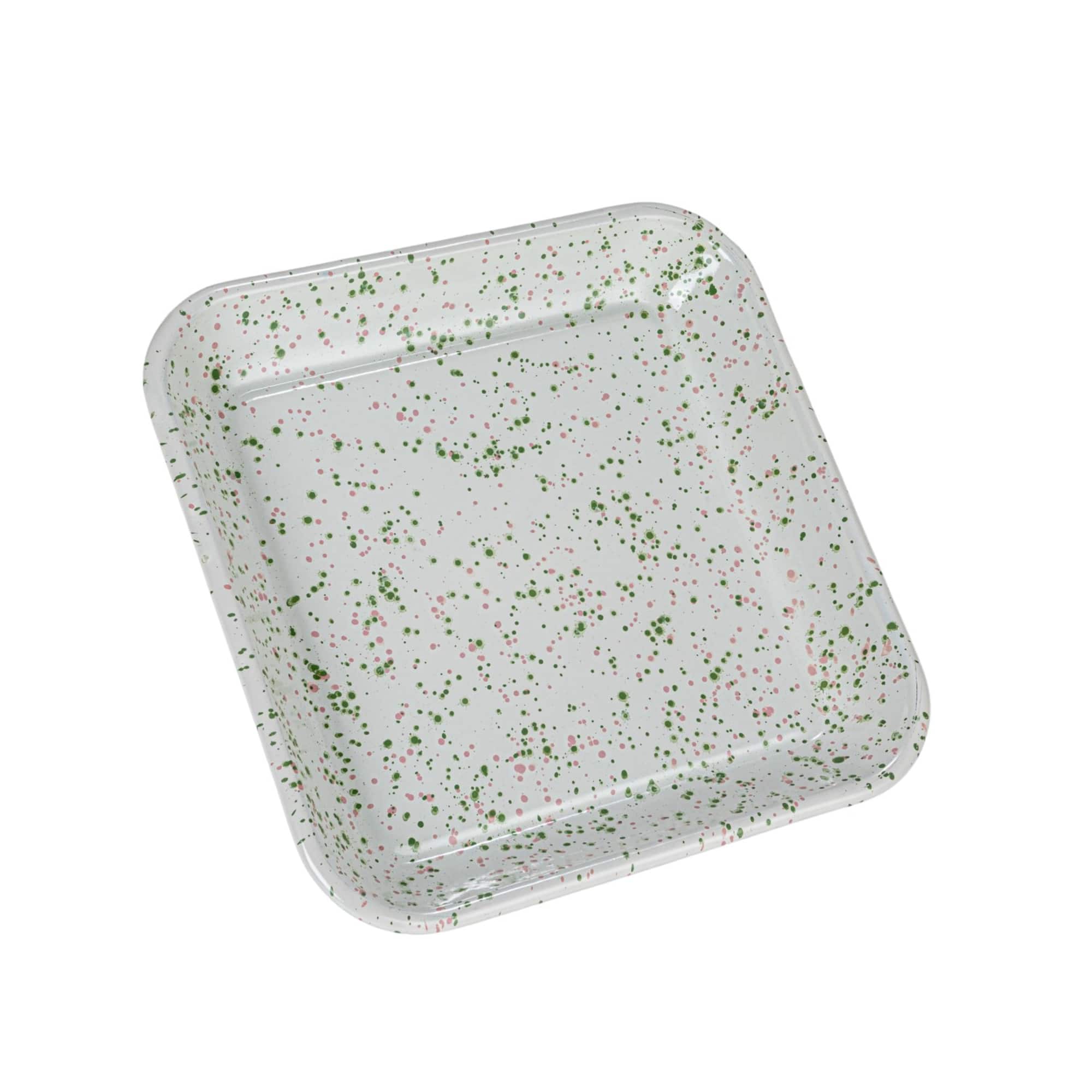 Hello Honey® 10.5" Mint & Pink Splatter Enameled Metal Platter